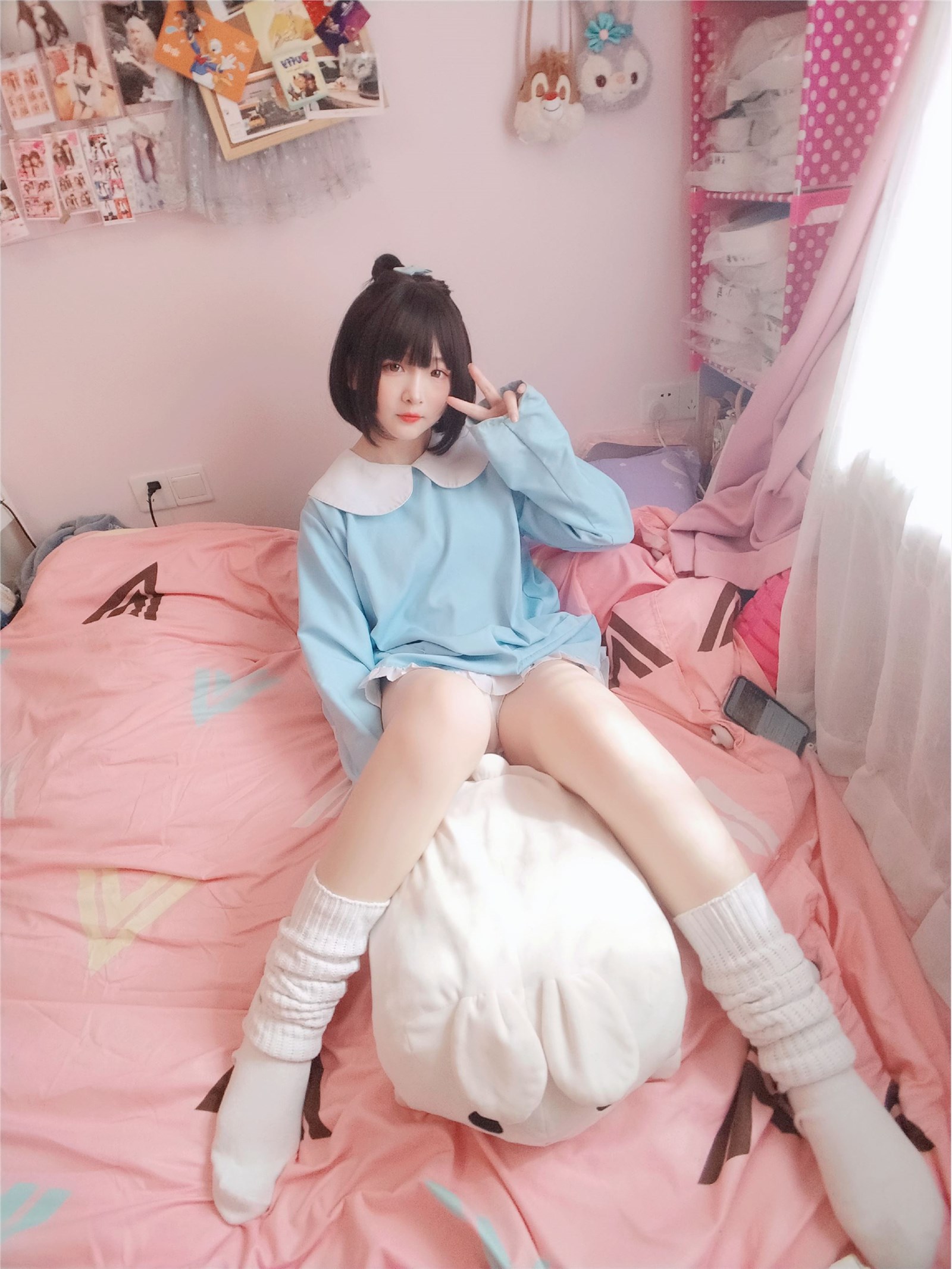 Kagura - No.63 light blue white socks(8)